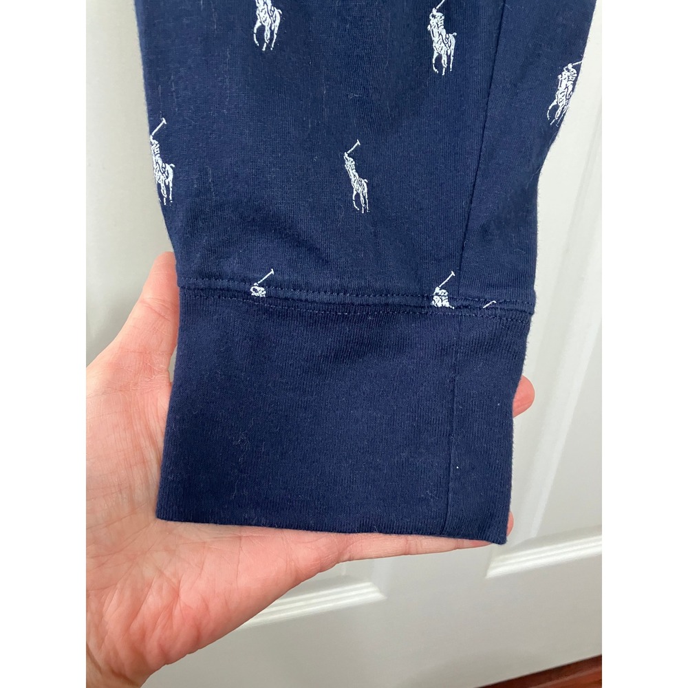 Polo Ralph Lauren Pony Print Cotton Pajama Jogger Pants Men's Navy White Large - Picture 6 of 9